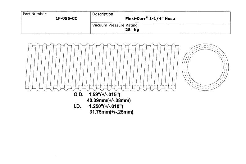 Flexi-Corr® Vacuum Hose, 1-1/4" ID